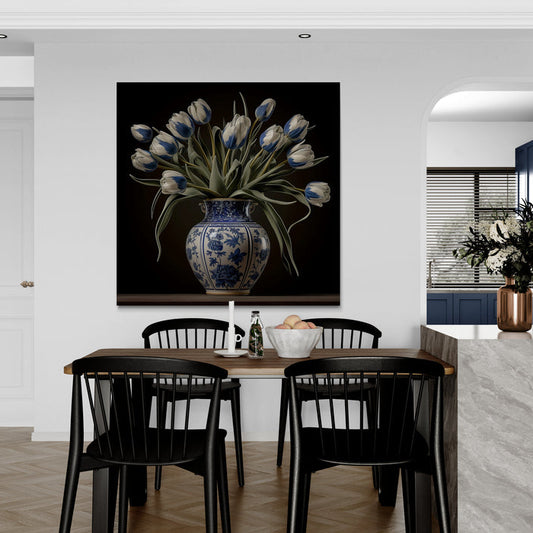 Tulip Elegance in Delft Blue Vase IV