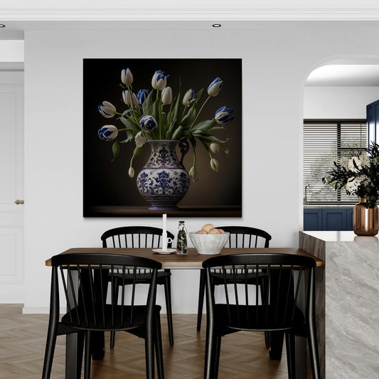 Tulip Elegance in Delft Blue Vase II