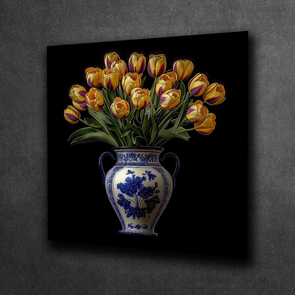 Golden Bloom in Delft Blue