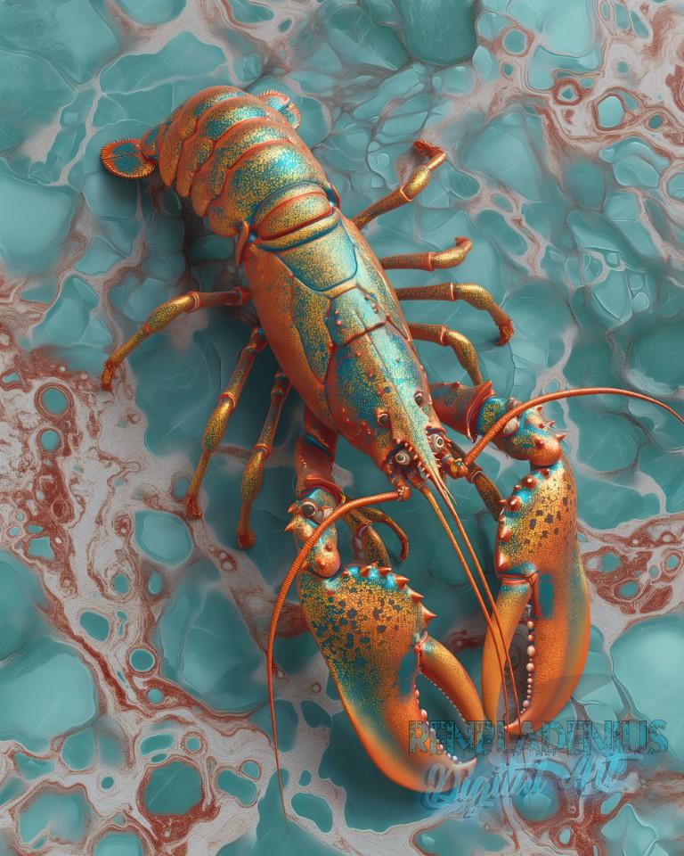 Lobster Red & Turquoise