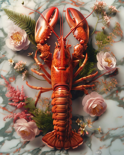 Lobster Red & Flowers