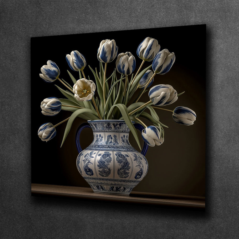 Tulip Elegance in Delft Blue Vase III