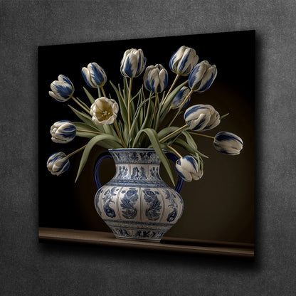 Tulip Elegance in Delft Blue Vase III