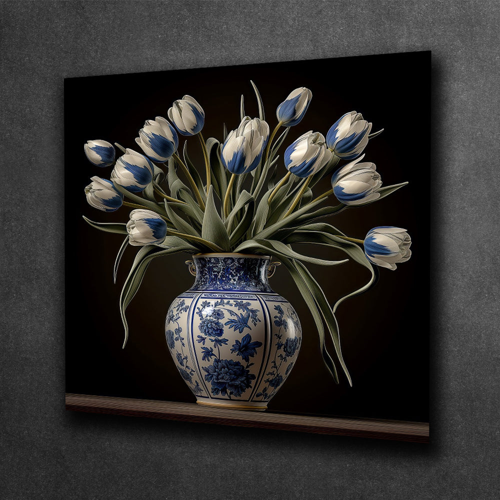 Tulip Elegance in Delft Blue Vase IV