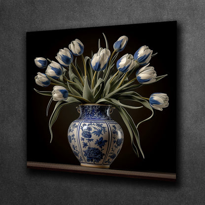 Tulip Elegance in Delft Blue Vase IV
