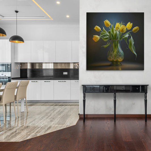 Yellow Tulips in an Elegant Vase